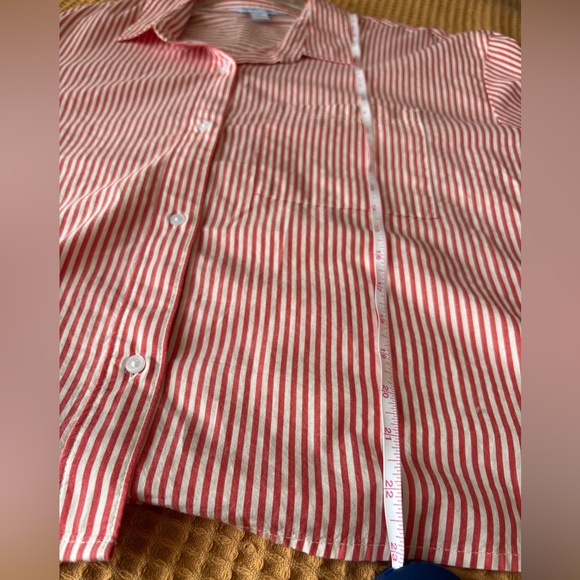 NWT Old Navy Cropped Red and White Striped Button-Up Shirt | Women’s XXL - Picture 12 of 14